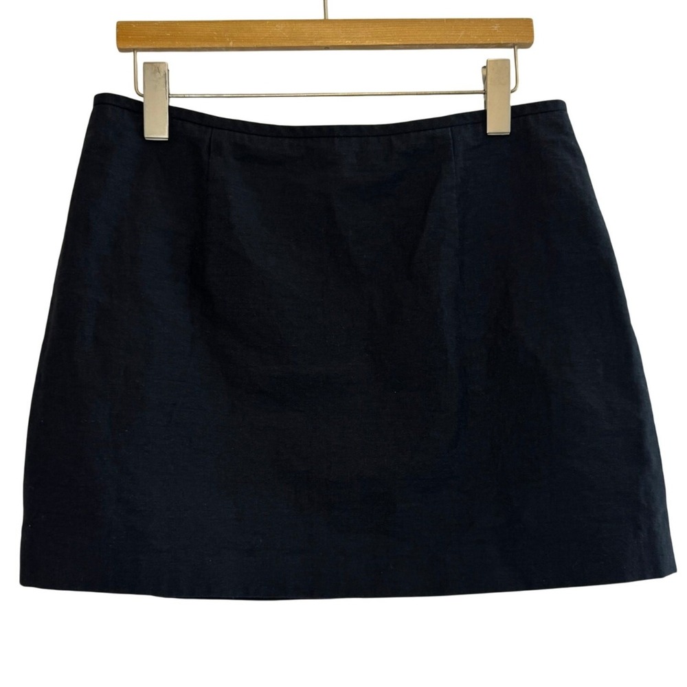 Antonio Melani Size 12 Black Skirt Cotton Blend Linen Look Classic Midi Academia
